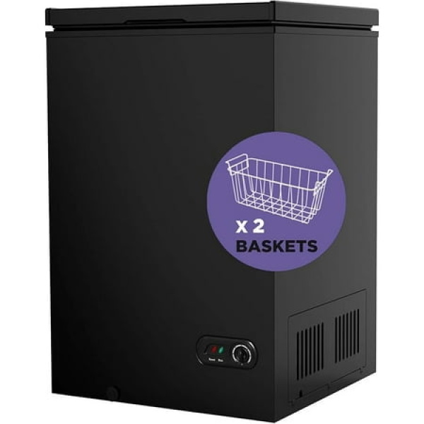 3.5 Cu Ft Chest Freezer - 2 Removable Baskets - Quiet Compact Freezer - 7 Temperature Settings