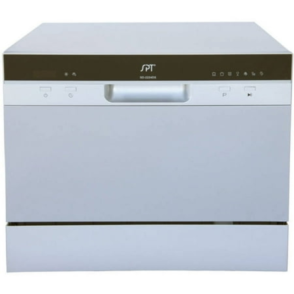 6 Place Settings Silver Countertop Dishwasher with Delay Start and LED display