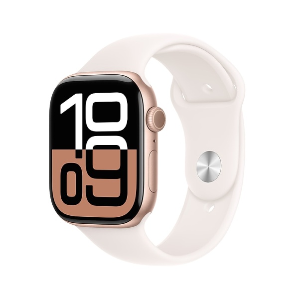 Apple Watch Series 10 GPS Smartwatch, 46mm, Rose Gold Aluminum Case with Light Blush Sport Band, Medium/Large (MWWU3LW/A)