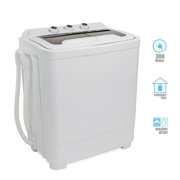 Barton 2-in-1 Portable Compact Washer & Spin Dry Cycle Top Load w/ Built-in Drain Pump White