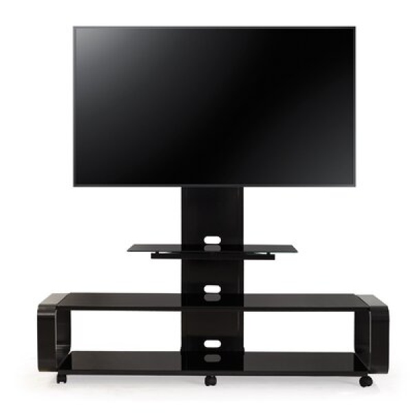 Bent Wood TV Stand With Mount & Wheel for Up to 85" TVs