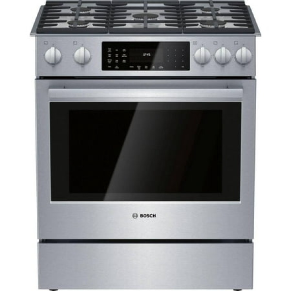 Bosch HDI8056U 800 Series 30 in. 4.6 cu. ft. Slide-In Dual Fuel Range with Self-Cleaning Convection Oven in Stainless Steel