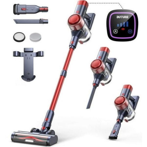 Buture Cordless Vacuum Cleaner LED Display Lightweight Cordless Stick Vacuum Cordless Floor Cleaner for Home Pet Hair Carpet Hard Floor