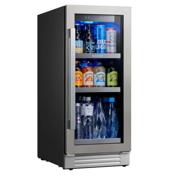 Ca Lefort 15 Beverage Refrigerator Cooler 101 Cans Beverage Fridge Built in or Freestanding Beverage Center with Stainless Steel Door