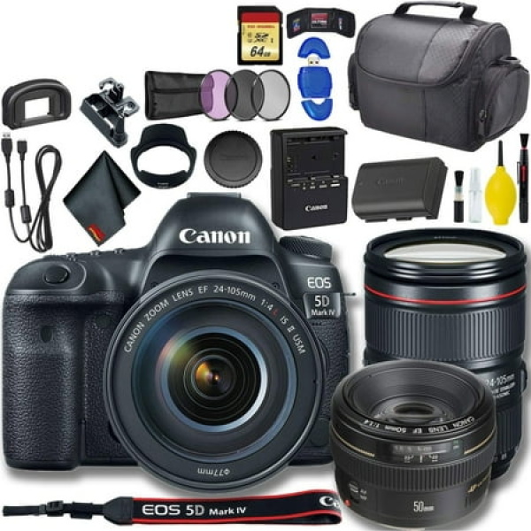 Canon EOS 5D Mark IV DSLR Camera with 24-105mm f/4L II Lens (International Model) Plus Bundle