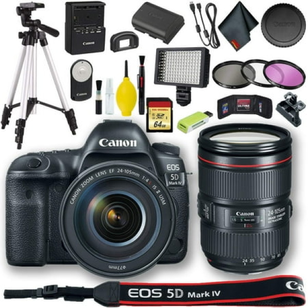 Canon EOS 5D Mark IV DSLR Camera with 24-105mm f/4L II Lens (Intl Model) + 64GB Pro Bundle