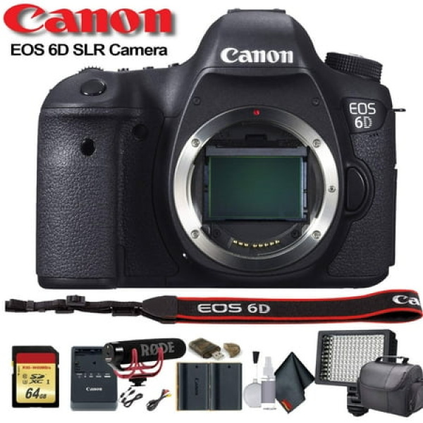 Canon EOS 6D DSLR Camera (8035B002) W/Bag Extra Battery LED Light Mic Filters and More - Advanced Bundle