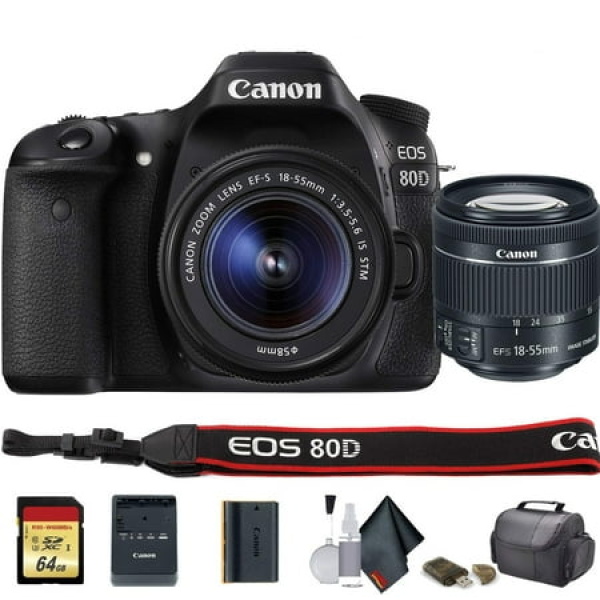 Canon EOS 80D DSLR Camera with 18-55mm Lens (International Model) (1263C005) - Starter Bundle