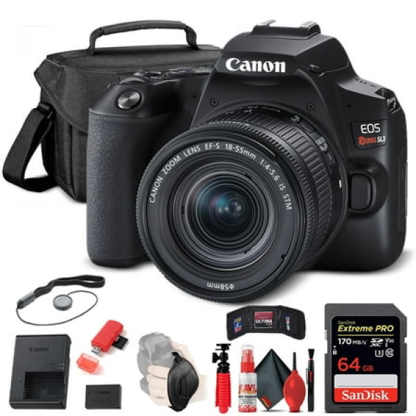 Canon EOS Rebel SL3 DSLR Camera W/ 18-55mm Lens (Black) (3453C002) + 64GB + More