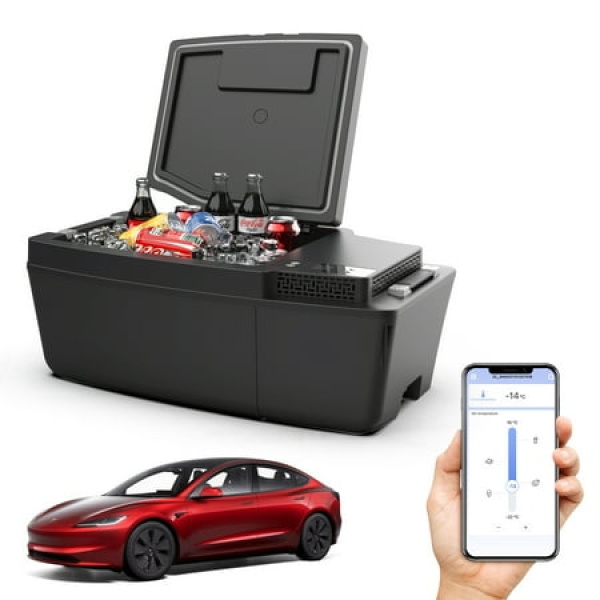 Car Refrigerator for Tesla Model 3 Car Fridge 12V Refrigerator for Model 3 Trunk 21qt(20L) -8°F~50°F Portable Freezer for Camping Tailgating Road Trip