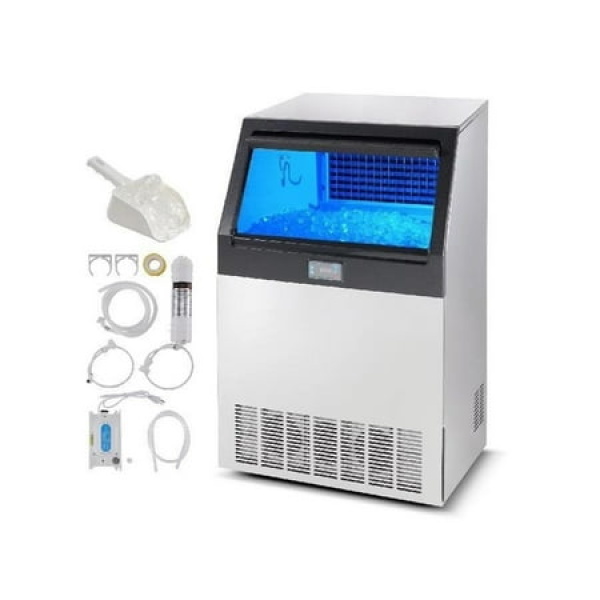 Commercial Ice Maker 265lbs/24H Ice Maker Machine 126 Ice s In 12-15Minutes Freestanding Cabinet Ice Maker LED Display