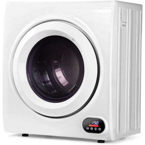 Compact Laundry Dryer 3.5 cu ft Front Load Stainless Steel Clothes Dryers With Exhaust Pipe 1500W Home Dorm White