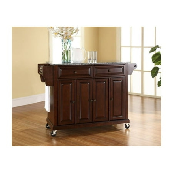 Crosley Furniture KF30003EMA Solid Granite Top Kitchen Island in Mahogany