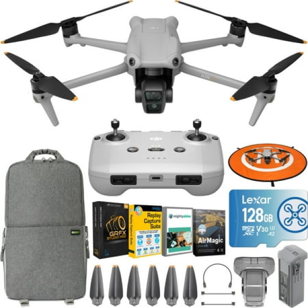 DJI Air 3 Drone Quadcopter with RC-N2 Remote (No Screen) Medium Tele & Wide-Angle Dual Primary Cameras 46-Min Max Flight Time Obstacle Sensing 48MP 4K/60fps Bundle with Deco Gear Accessories