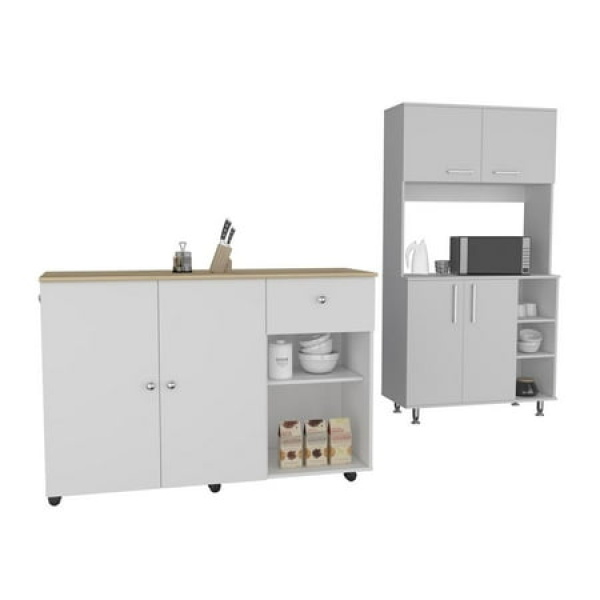 Depot EShop Edmond 2-Piece Engineered Wood Kitchen Set in White