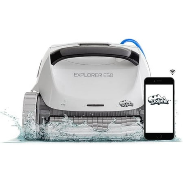 Dolphin Explorer E50 Wi-Fi Robotic Pool Vacuum Cleaner Pools up to 50 FT - Waterline Scrubber Brush