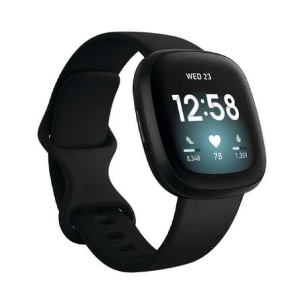 Fitbit Versa 3 Health & Fitness Smartwatch - Black/Black Aluminum