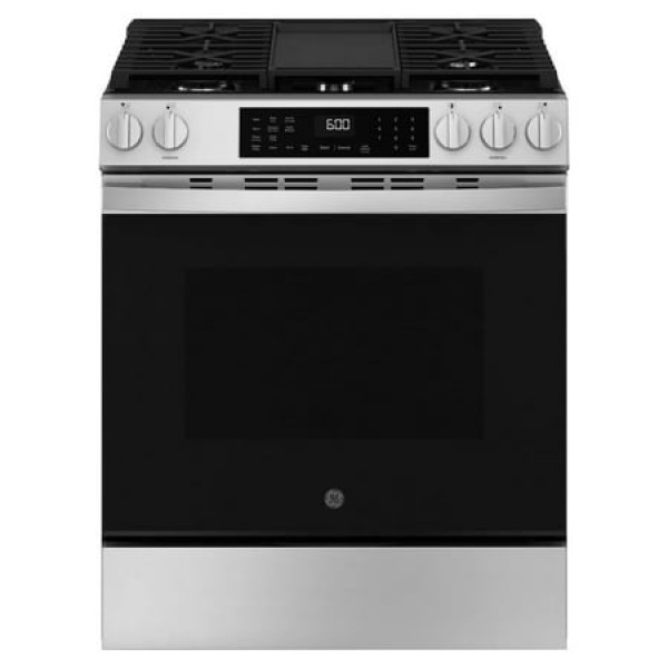 GE 30 Slide In Gas Convection Range with No Preheat Air Fry GGS600AVFS