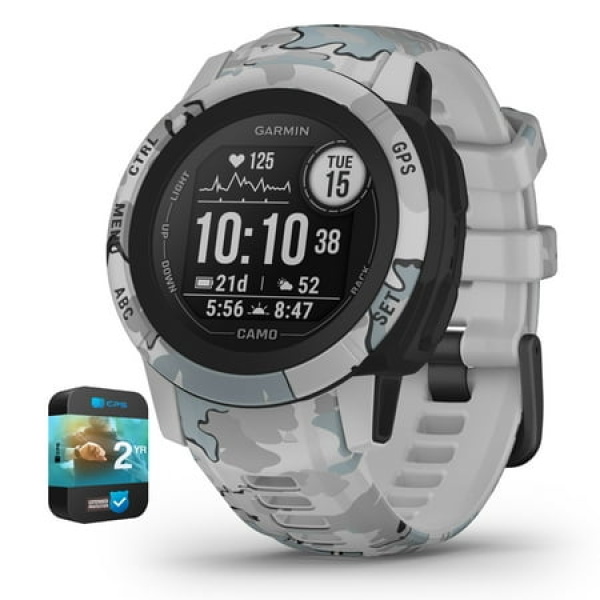 Garmin 010-02563-13 Instinct 2S Rugged Outdoor Smartwatch Camo Edition Mist Camo Bundle with Premium 2YR CPS Enhanced Protection Pack