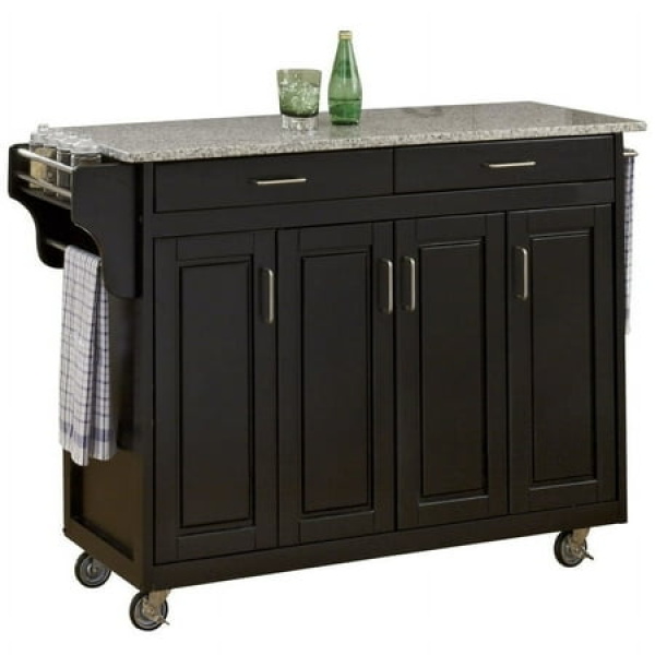 Homestyles Create-a-Cart Wood Kitchen Cart in Black