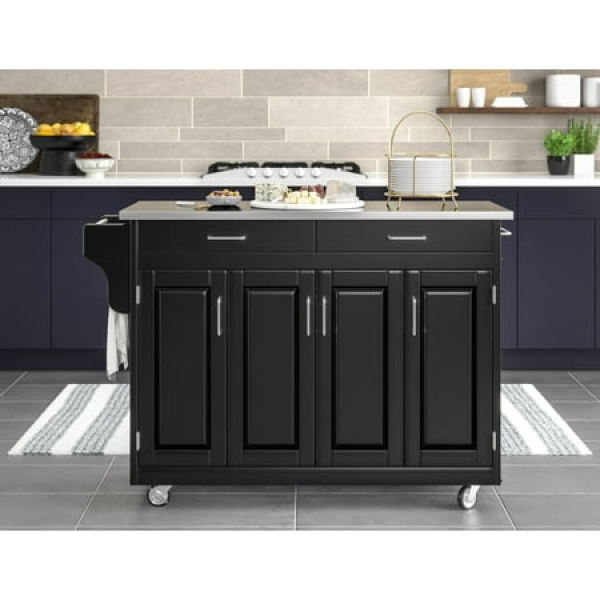 Homestyles Create-a-Cart Wood Kitchen Cart in Black