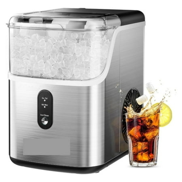 Ice Makers Countertop Pebble Ice Maker Machine With 35lbs/24H Soft Ice Self-Cleaning Ice Maker