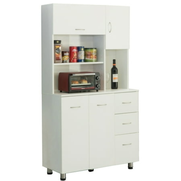 Kitchen Pantry Storage Cabinet�with Doors and Shelves White