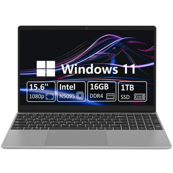 Molegar 15.6 Laptop Computer 16GB DDR4 1TB Intel Quad-Core Student Business N5095 Laptop with 1080P FHD Display SSD Silver