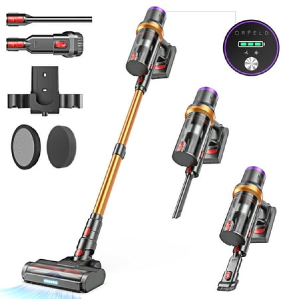 ORFELD Cordless Vacuum Cleaner 35Kpa Powerful Stick Vacuum for Hard Floor Carpet Pet Gold SV30