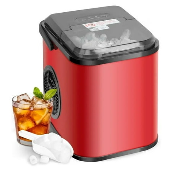 Portable Ice Maker For Countertop 6 Mins 8 Ice s 26lbs Ice/24H Self-Cleaning With Ice Spoon And Basket For Home