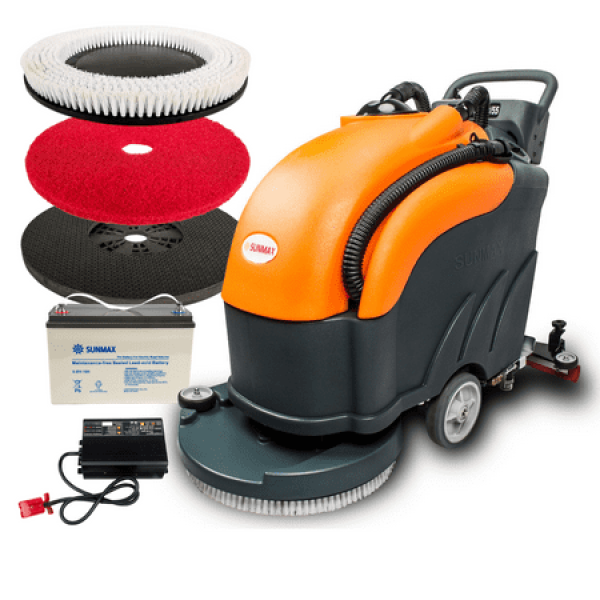 RT50 Battery Powered Walk-Behind Floor Scrubber 22 Brush Cleaning Path 30000 Sqft/h Efficiency