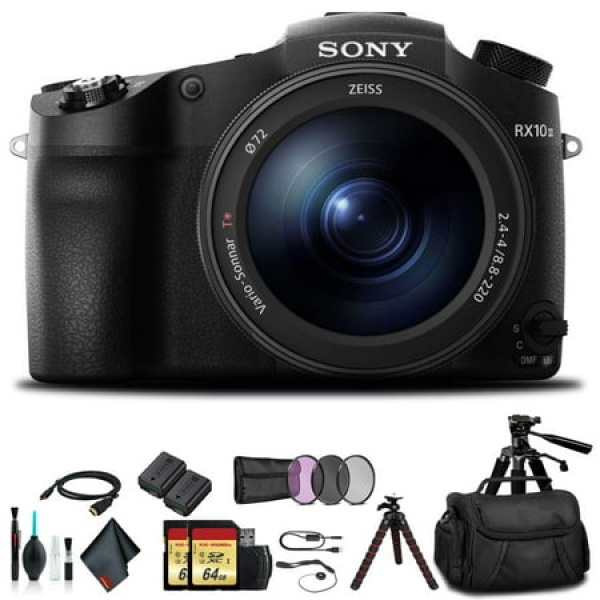 Sony Cyber-Shot DSC-RX10 IV Camera DSCRX10M4/B with Soft Bag Tripod Additional Battery 64GB Memory Card Card Reader