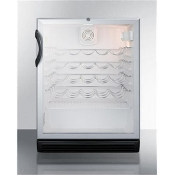 Summit Appliance SWC6GBLADA 24 in. Freestanding Wine Cooler for Freestanding Use with Glass Door Black