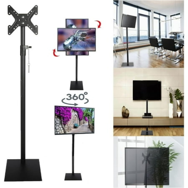 TV Floor Stand with Mount Tilting Free Standing VESA TV Mount Stand with Height Adjustable 360 Degree Swivel Floor TV Stand for 12 to 43 inch TVs Space Saving for Bedroom Living Room Corner