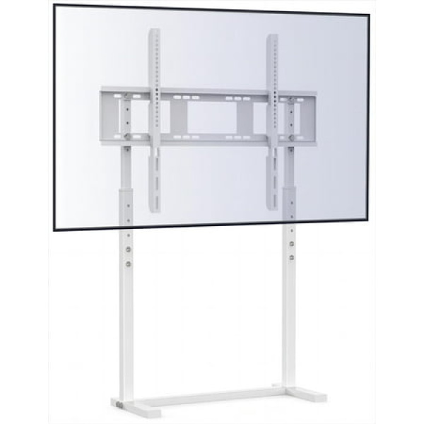 Universal TV Stand Floor: Free Standing Mount Stand with Height Adjustable Bracket for TV Bench Compatible with 32-100 inch Flat Panel LED LCD Plasma Screens (White)