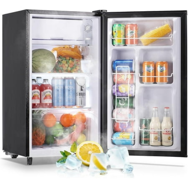 WANAI 3.2 Cu.Ft Single Door Mini Refrigerator Silver Fridge 5 Setting Temperature Adjustable New