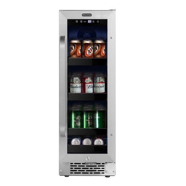 Whynter 12 in. Built-In 60 Can Undercounter Stainless Steel Beverage Refrigerator with Reversible Door, Digital Control, Lock & Carbon Filter